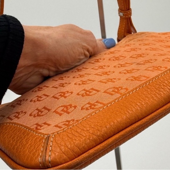 Dooney & Bourke Orange Leather Trim Wristlet #45 - Picture 12 of 13